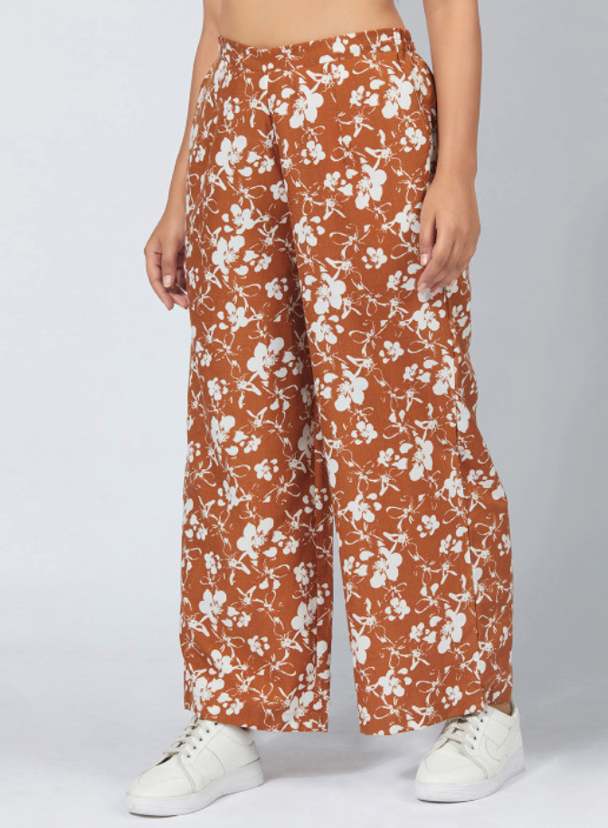 Brown Floral Trousers