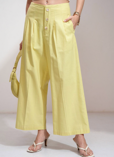 Yellow Solid Trousers