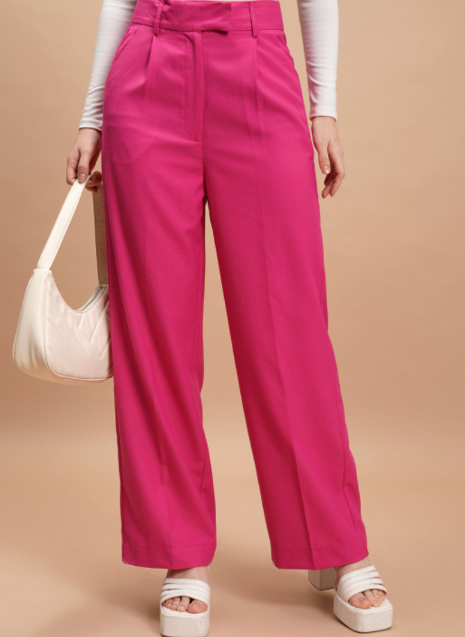 Pink Solid Trousers