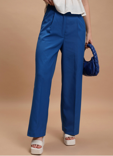 Blue Solid Trousers