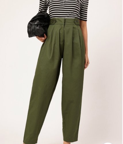 Green Solid Trousers