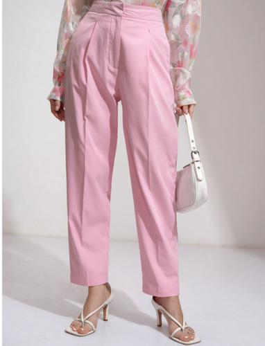 Pink Solid Trousers