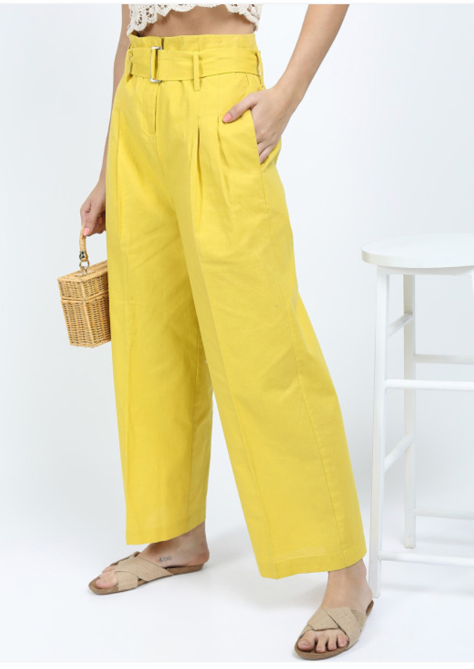 Yellow Solid Trousers