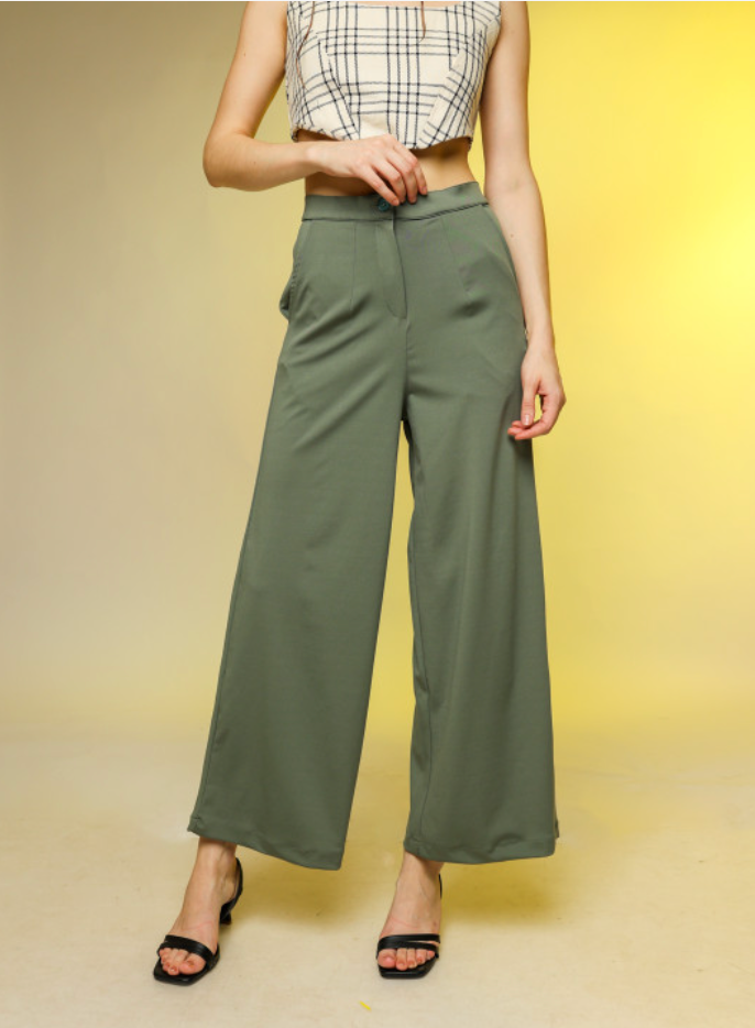 Green Solid Trousers