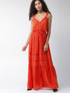 Orange Solid Maxi Dress
