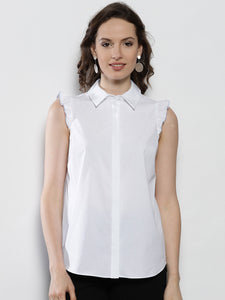 Women White Regular Fit Solid Casual Shirt