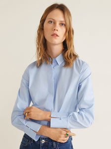 Women Blue Regular Fit Solid Casual Shirt