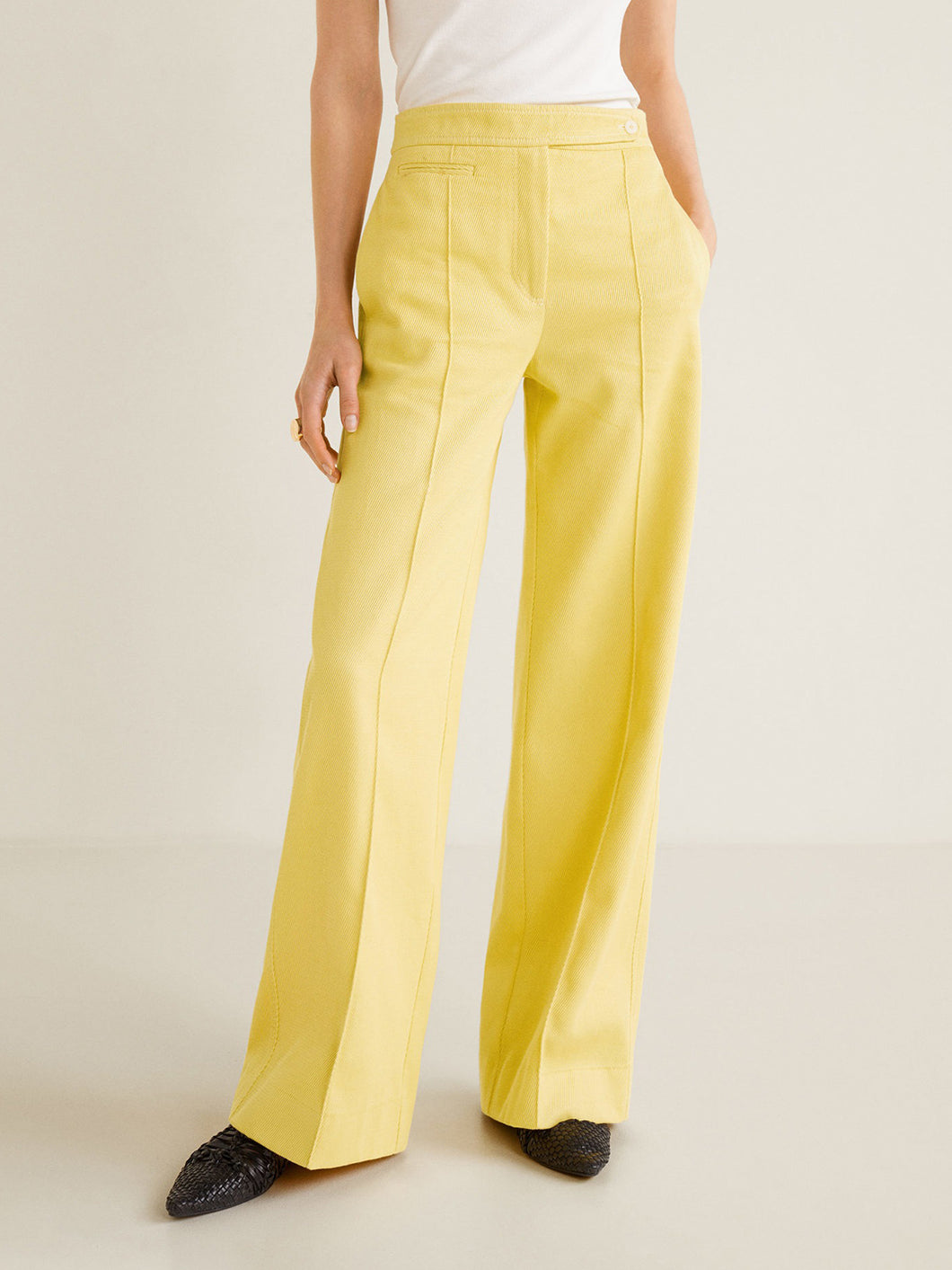 Buy Marks & Spencer Women Mustard Yellow Linen Regular Fit Solid Peg  Trousers - Trousers for Women 8463965 | Myntra