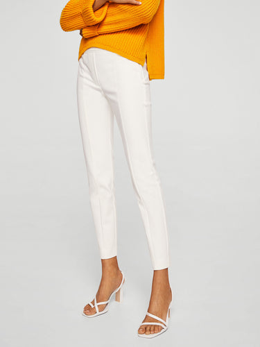 Women White Regular Fit Solid Regular Trousers