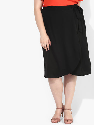 Curve Black Solid Pencil Skirt