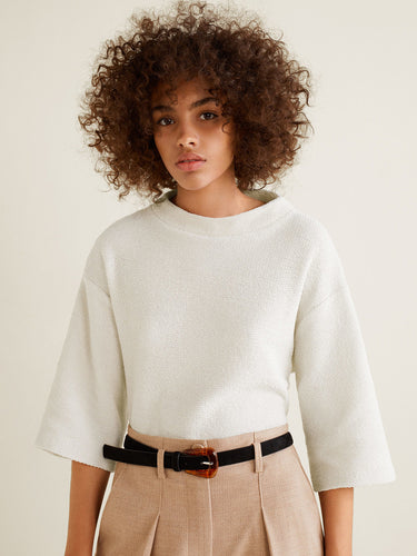 Women Off-White Solid Pullover