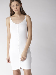 Women White Solid Dress