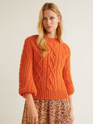 Orange Cable Knit Sweaters