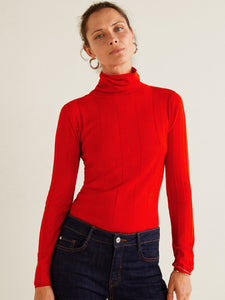 Women Red Self-Striped Pullover