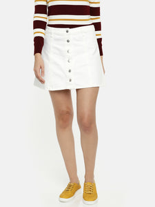 Women White Denim Mini Skirt