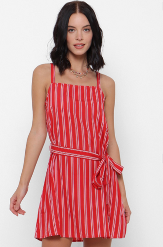 Red Striped A-Line dress