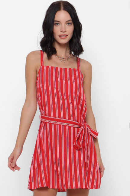 Red Striped A-Line dress