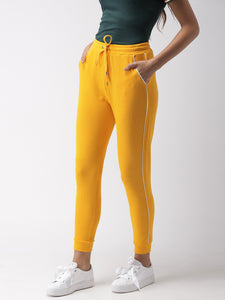 Women Yellow Regular Fit Solid Joggers