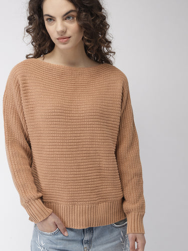 Brown Solid Sweater